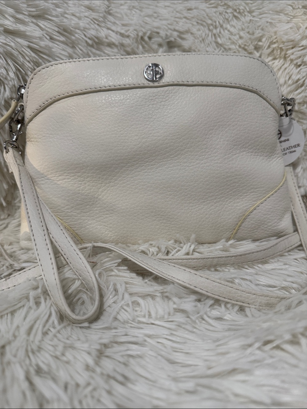 Giani Bernini Cream Leather Crossbody Wristlet